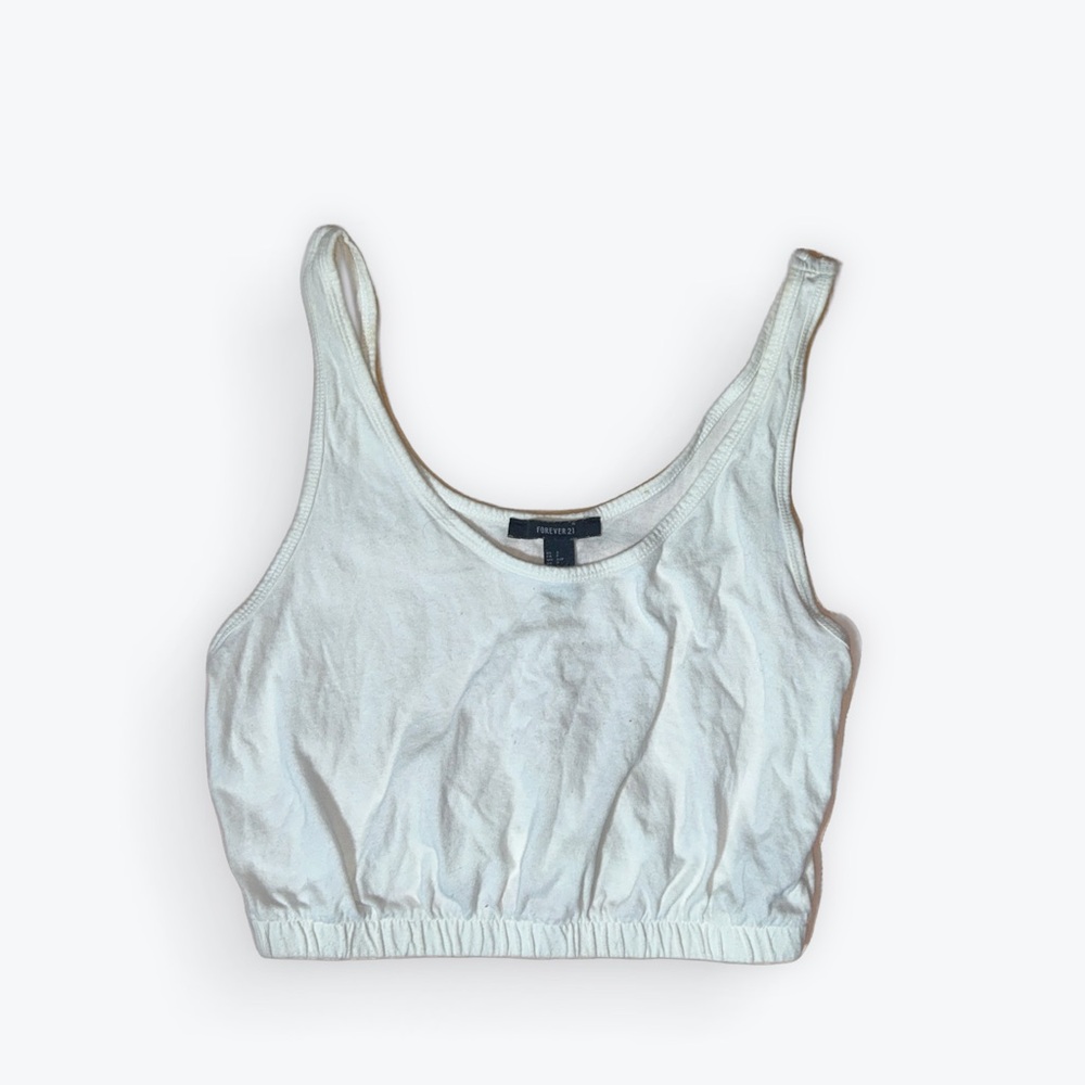 White Cropped Tank Top Size Small